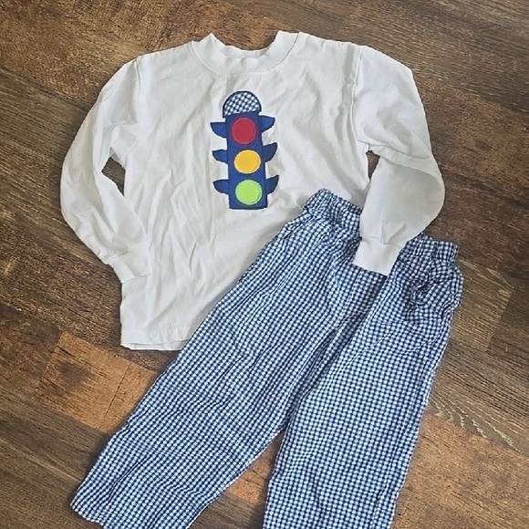 White and Blue Gingham Traffic Light Set - Picture 1 of 1